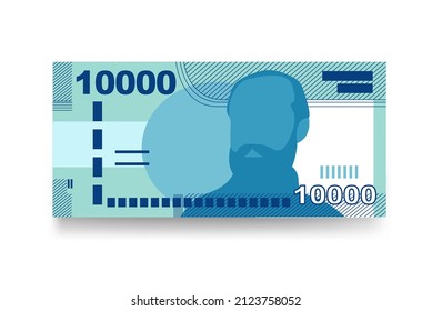 Chilean Peso Vector Illustration. Chile money set bundle banknotes. Paper money 10000 CLP. Flat style. Isolated on white background. Simple minimal design.