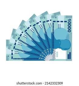 Chilean Peso Vector Illustration. Chile money set bundle banknotes. Paper money 10000 CLP.  Flat style. Isolated on white background. Simple minimal design.
