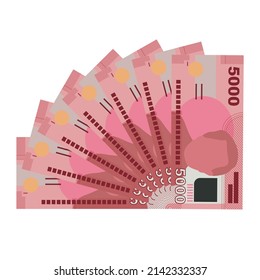 Chilean Peso Vector Illustration. Chile money set bundle banknotes. Paper money 5000 CLP.  Flat style. Isolated on white background. Simple minimal design.