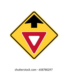 Chilean road warning sign: Yield ahead