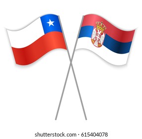 Chilean and Serbian crossed flags. Chile combined with Serbia isolated on white. Language learning, international business or travel concept.