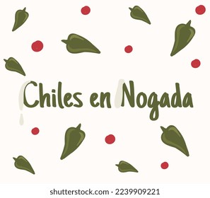 Chiles en nogada mexican food vector. Best Mexican Dishes. Latin american food illustration.