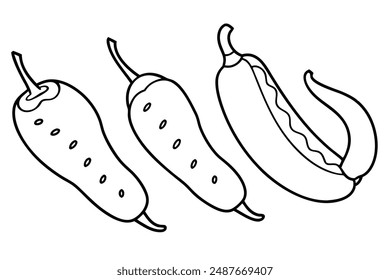 Chiles Rellenos línea de arte diseño plato rústico ilustración