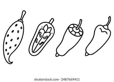 Línea de Chiles Rellenos diseño de arte detallado de comida mexicana