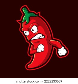 chili angry  mascot logo vector illustration concept