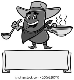 Chili Bean Cowboy Illustration - A vector cartoon illustration of a Chili Bean Cowboy mascot.