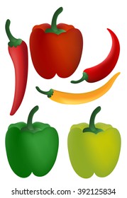 Chili and Bell pepper vector design set