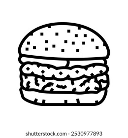 chili burger food line icon vector. chili burger food sign. isolated contour symbol black illustration