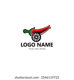 chili cannon logo design vector