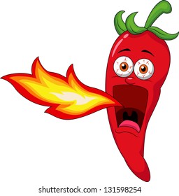 Chili  Cartoon Character Breathing Fire