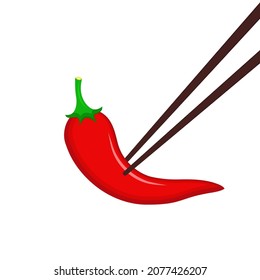 Chili Cartoon Vektor. freier Platz für Text. Tapete. Chopsticks und Chili Vektor.