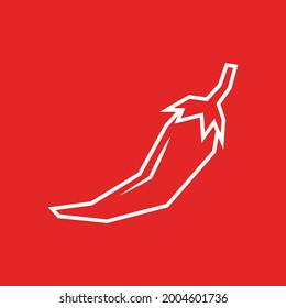 Chili Cartoon Vektor. Chili-Symbol auf rotem Hintergrund.