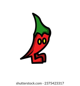 Chili character vector design on white background