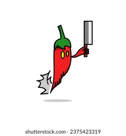 Chili character vector design on white background