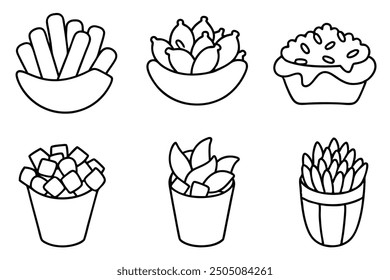 Chili Cheese Fries line art perfect for satisfying your hunger fast