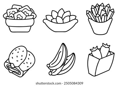 Chili Cheese Fries line art savory snack loaded with flavor