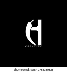 Diseño del logotipo de la letra H plana concepto de chile. EPS10 vectores