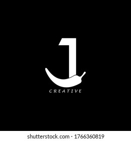 Chili concept flat J letter multipurpose logo design. Vector EPS10