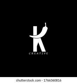Diseño del logotipo de la letra plana K de Chili multipropósito. EPS10 vectores