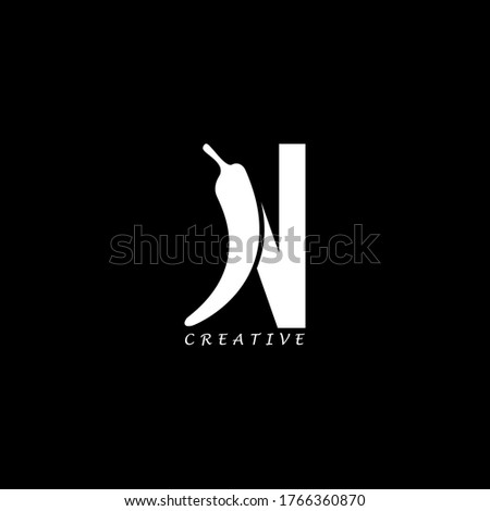 Chili concept flat N letter multipurpose logo design. Vector EPS10