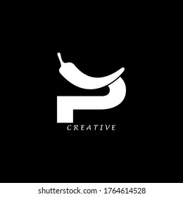 Chili concept flat P letter multipurpose logo design. Vector EPS10