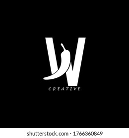 Chili concept flat W letter multipurpose logo design. Vector EPS10