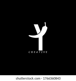 Chili concept flat Y letter multipurpose logo design. Vector EPS10