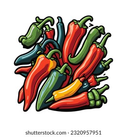 chili doodle illustration design vector