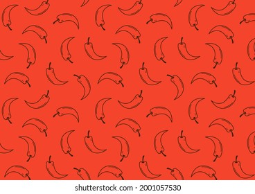 Papel tapiz de diseño de doodle de chile. Patrón de chile sobre fondo blanco.