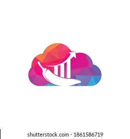 Diseño del logo del concepto de la nube financiera chilena. Plantilla vectorial de diseño del logotipo de Chili. Icono de símbolo de Chile rojo