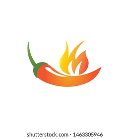 chili and fire icon logo design