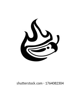 Chili with fire icon vector in trendy flat style isolated on white background