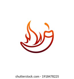 Chili fire logo with simple line concept