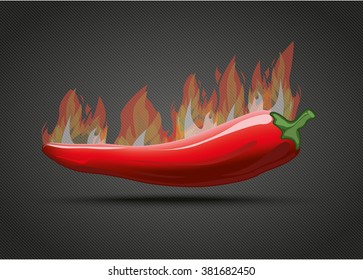 Chili with fire on the dark background. Eps 10 vector file.