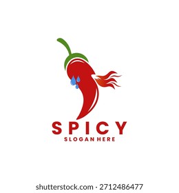 Chilischoten mit Feuer und Schweiß Logo Design Vektor-Vorlage. Würzige Chilischoten Logo Design, Vektorsymbol