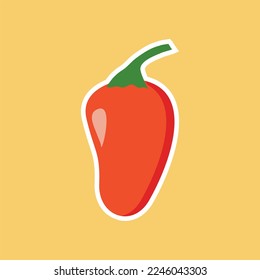 chili flat design vector illustration. Hot red pepper