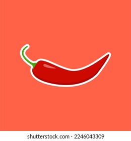 chili flat design vector illustration. Hot red pepper