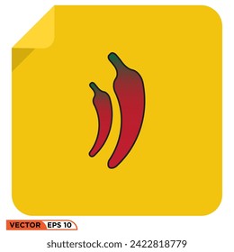 Chili flat icon design vector graphic of template, sign and symbol