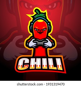 Chili gamer mascot esport logo design