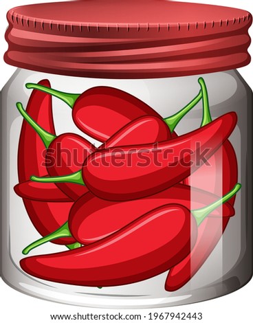 Chili in the glass jar illustration