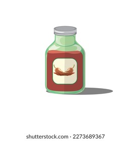 Chili in the glass jar vector.