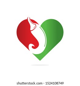 Chili and heart vector logo design. Hot food logo concept vector. Hot chili icon symbol.