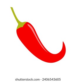 Icono de pimienta caliente chilli. Pimientos de chile rojo fresco cayenne. Especias de comida caliente. Diseño plano. Aislado. Fondo blanco. Ilustración del vector