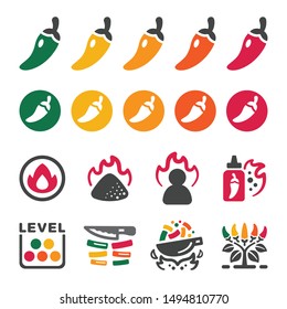 chili and hot pepper icon set,vector and illustration