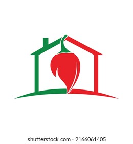 Chili hot and spicy food vector logo design inspiration. Chili pepper icon vector logo template.