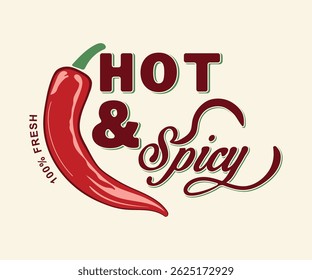 Chili hot and spicy Chili graphic print design. food prints. Summer Girls artwork. Hot chili design for t shirt print, poster, sticker, background and other uses.
