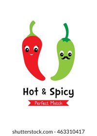 chili hot and spicy perfect match vector