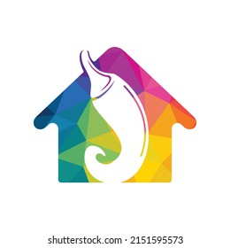  Chili house vector logo design. Hot food logo concept vector. Hot chili icon symbol.