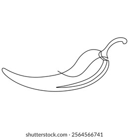  Chili icon continuous one line drawing outline vector illustration