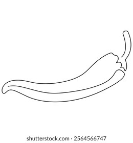  Chili icon continuous one line drawing outline vector illustration